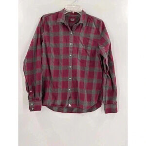 Untuckit Averna Plaid Button Down Shirt Plum Gray Size 8 Excellent Condition